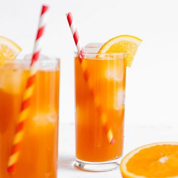Vanilla orange kombucha in a glass