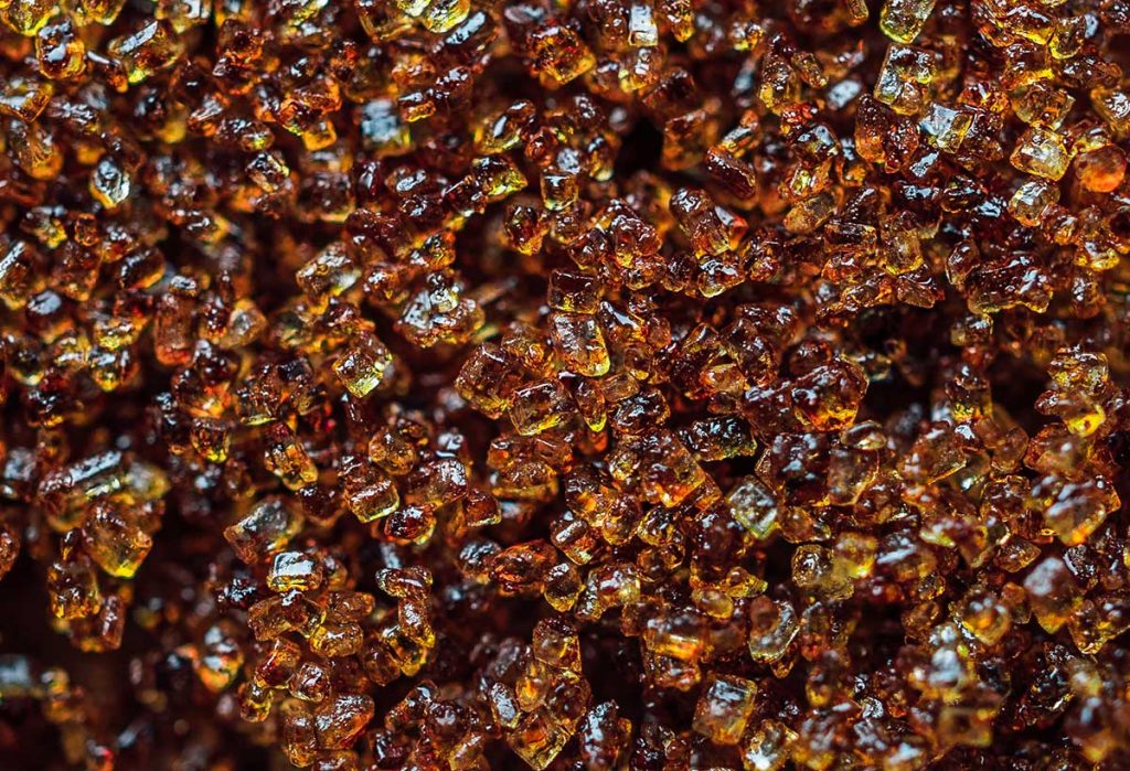 Closeup photo of brown sugar granules