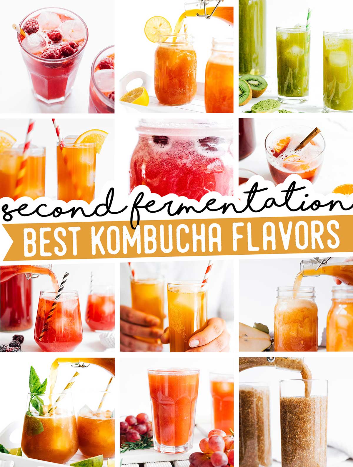 Collage of best kombucha flavors