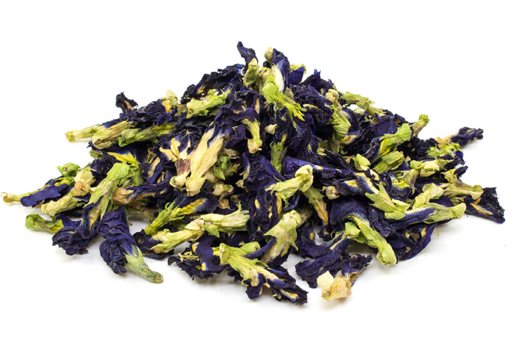Butterfly pea tea on white background