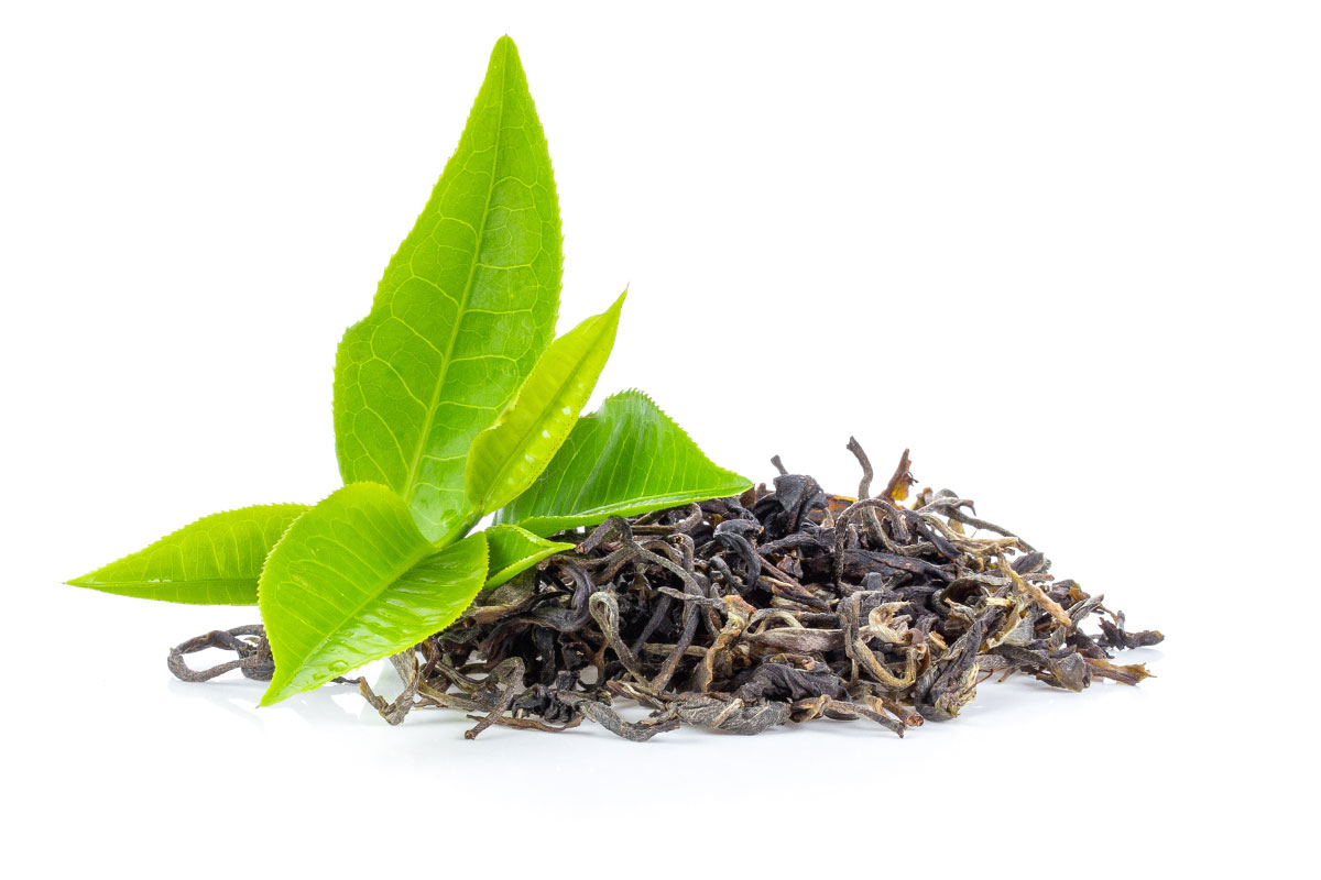 Green tea on white background.