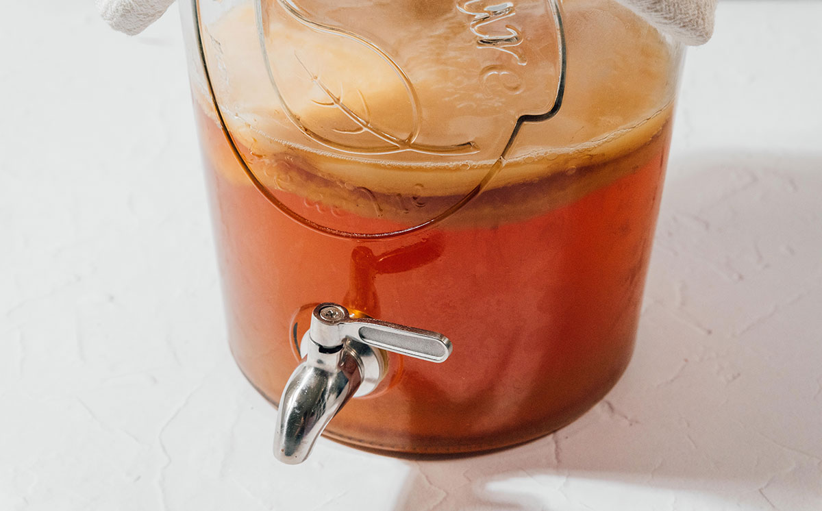 First fermentation kombucha in a jug.